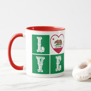 Love California Republic State Flag Heart Pride Mug
