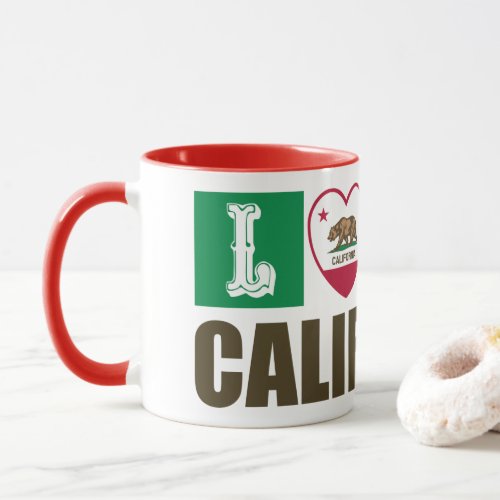 Love California Republic State Flag Heart Grizzly Bear Pride Coffee Mug
