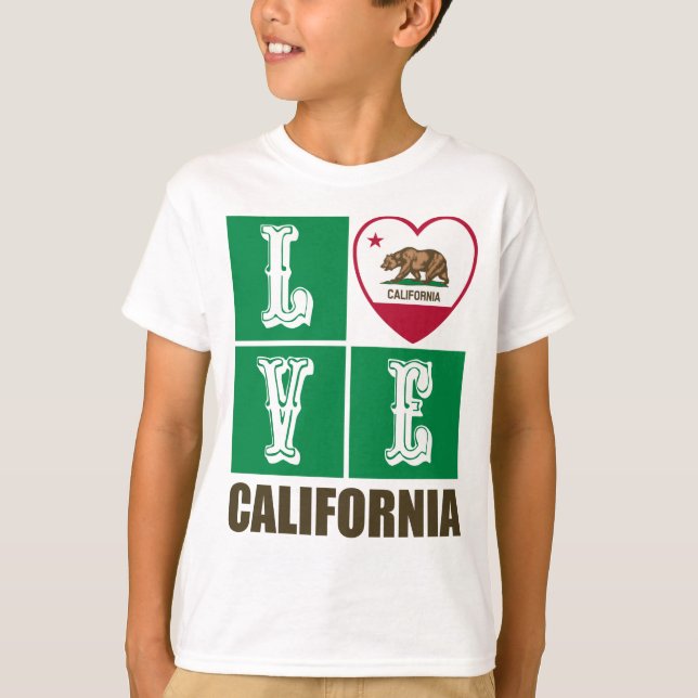 Love California Republic State Flag Heart Pride T-Shirt (Front)
