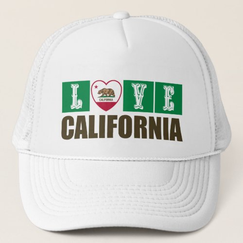 Love California Republic State Flag Heart Pride Trucker Hat