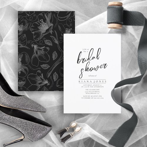 Love Calligraphy Bridal Shower Floral BW ID940
