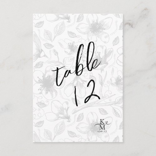 Love Calligraphy Floral Table Number BW ID940