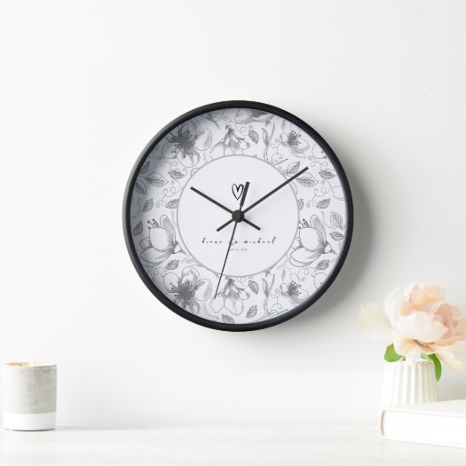 Love Calligraphy Floral w/Names Border Blk ID940