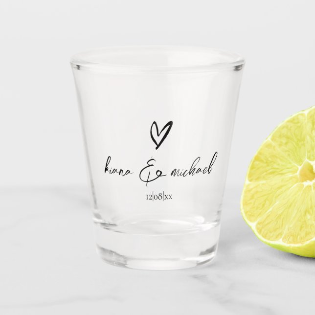 Love Calligraphy  Heart Black B&W ID940 Shot Glass (Front)