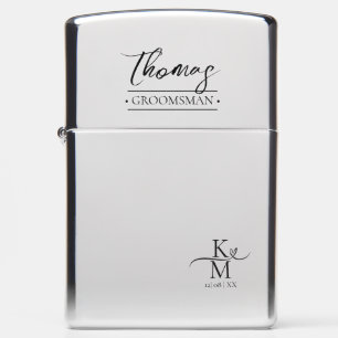 Love Calligraphy Heart Groomsman Blk B&W ID940 Zippo Lighter