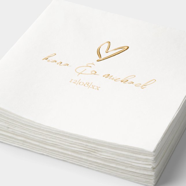 Love Calligraphy Heart  ID940 Foil Napkins (Detail)