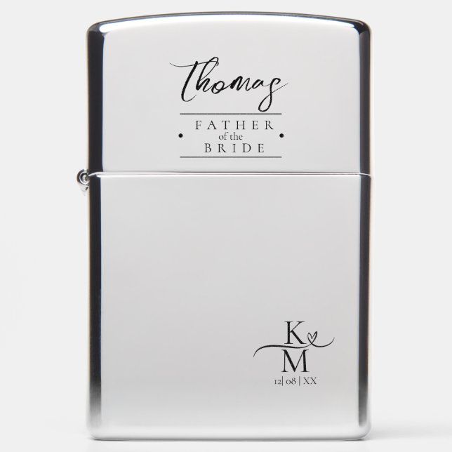Love Calligraphy Heart Wedding Party Blk B&W ID940 Zippo Lighter (Front)