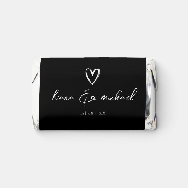Love Calligraphy Heart White B&W ID940 Hershey's Miniatures (Front)