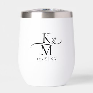 Love Calligraphy Initials Heart Black B&W ID940