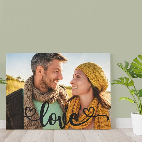 Love Calligraphy Overlay Custom Photo Canvas Print