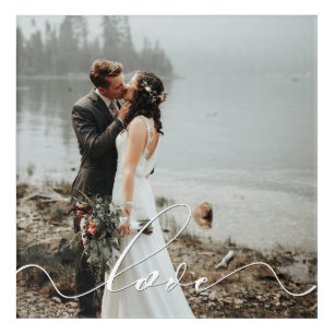 LOVE CALLIGRAPHY Script Typography Wedding Overlay Acrylic Print