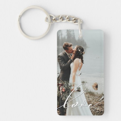 LOVE CALLIGRAPHY Script Typography Wedding Overlay Keychain