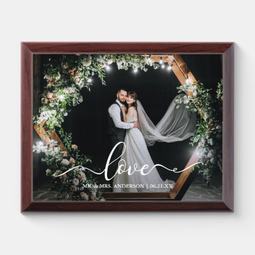 Love Calligraphy Script Wedding Photo Plaque