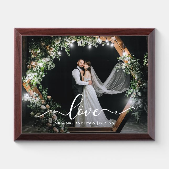 Love Calligraphy Script Wedding Photo Plaque (Horizontal)