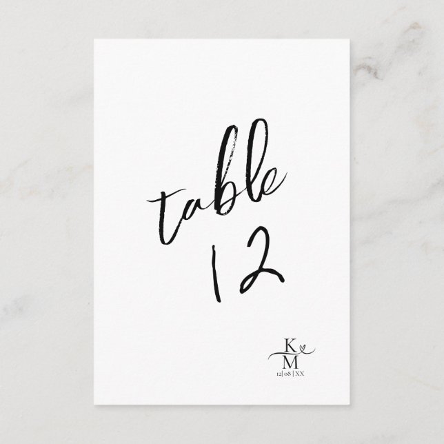 Love Calligraphy Table Number Black B&W ID940 (Back)