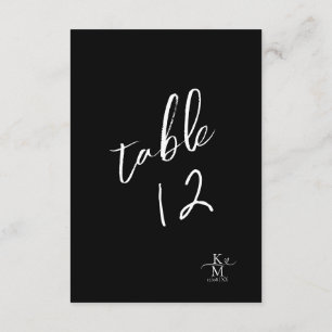 Love Calligraphy Table Number White B&W ID940