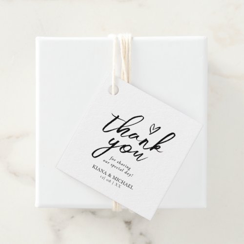 Love Calligraphy Thank You Floral Black BW ID940 Favor Tags