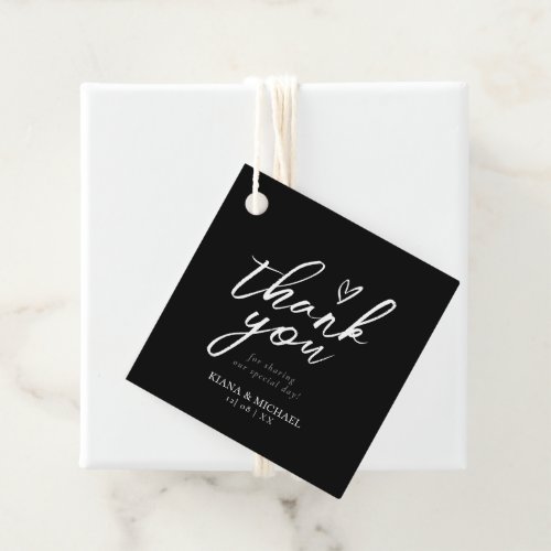Love Calligraphy Thank You Floral White BW ID940 Favor Tags