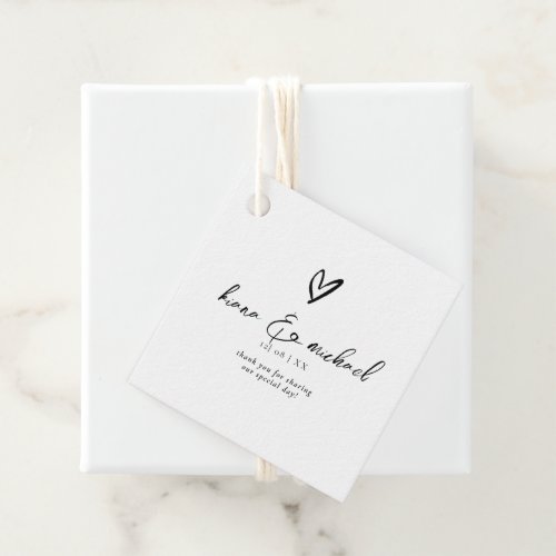 Love Calligraphy Thank You Heart Black BW ID940 Favor Tags