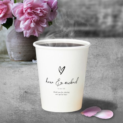 Love Calligraphy Thank You Heart Black BW ID940 Paper Cups