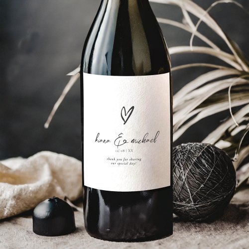 Love Calligraphy Thank You Heart Black BW ID940 Wine Label
