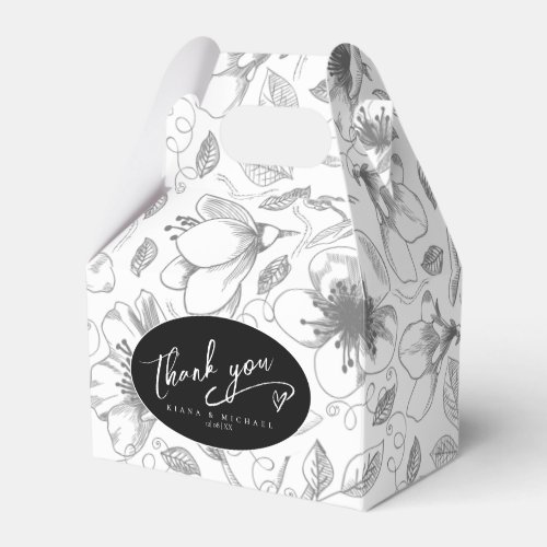 Love Calligraphy Thank You Heart Black ID940 Favor Boxes