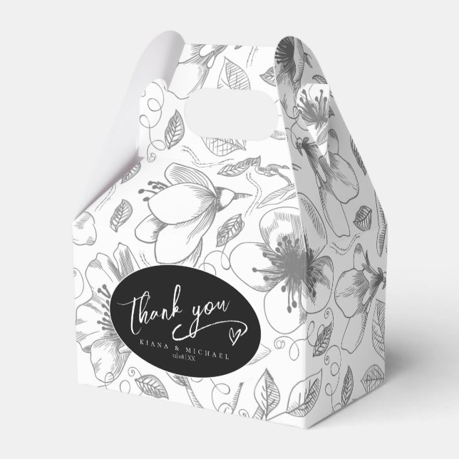 Love Calligraphy Thank You Heart Black ID940 Favor Boxes (Front Side)