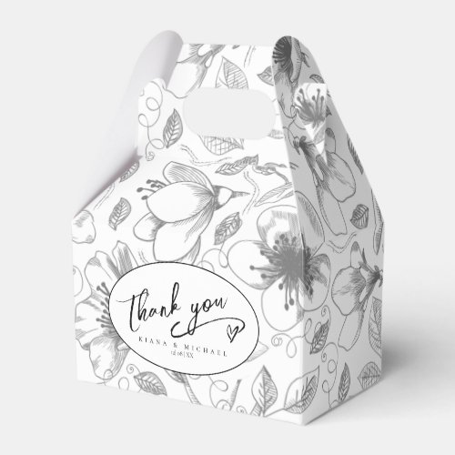 Love Calligraphy Thank You Heart Black ID940 Favor Boxes