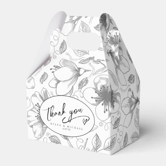 Love Calligraphy Thank You Heart Black ID940 Favor Boxes (Front Side)