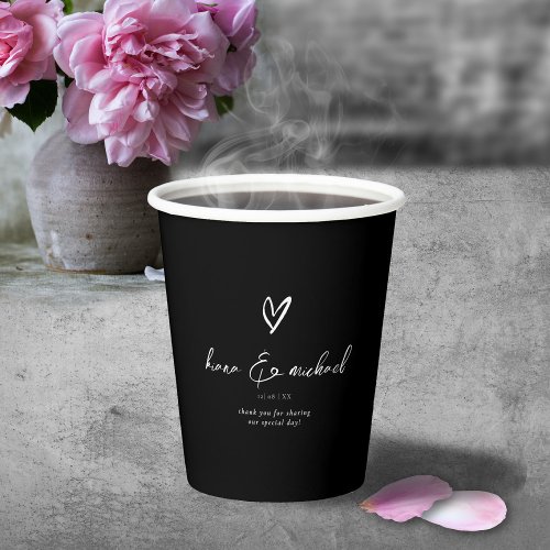 Love Calligraphy Thank You Heart White BW ID940 Paper Cups