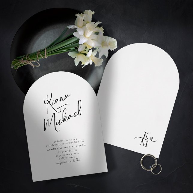 Love Calligraphy Wedding B&W Arch ID940 Invitation (Creator Uploaded)