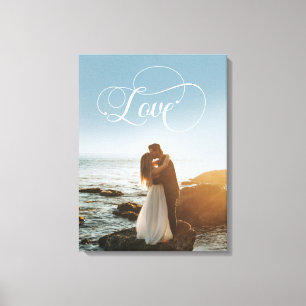 Love Calligraphy Wedding Photo Canvas Print