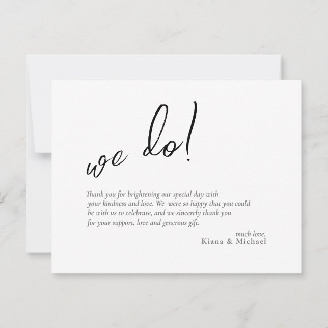 Love Calligraphy Wedding Photo Thank You B&W ID940 Card (Back)