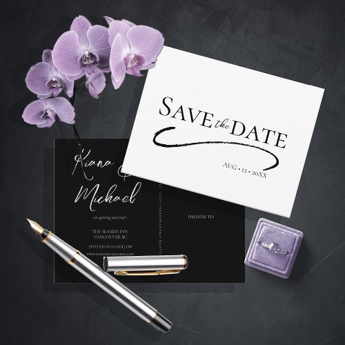 Love Calligraphy Wedding Save the Date BW ID940 Announcement Postcard
