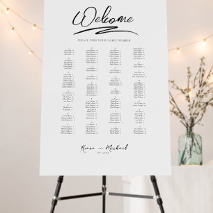 Love Calligraphy Wedding Seating Chart B&W ID940 Foam Board