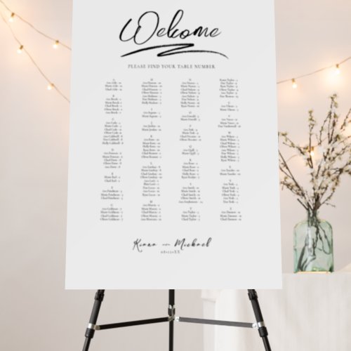 Love Calligraphy Wedding Seating Chart BW ID940 Foam Board