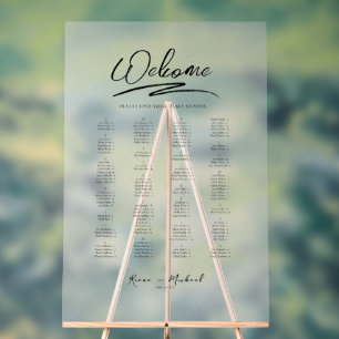 Love Calligraphy Welcome Seating Chart B&W ID940