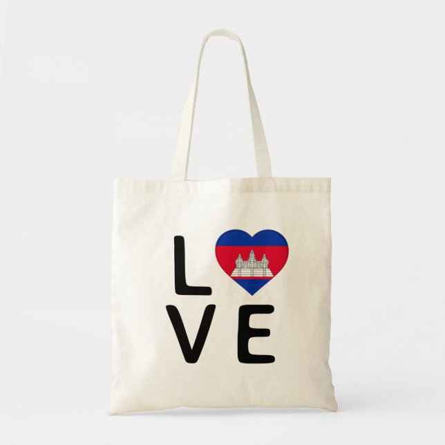 Love - Cambodia Flag Tote Bag (Front)