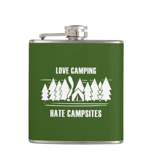 Love Camping Hate Campsites Flask