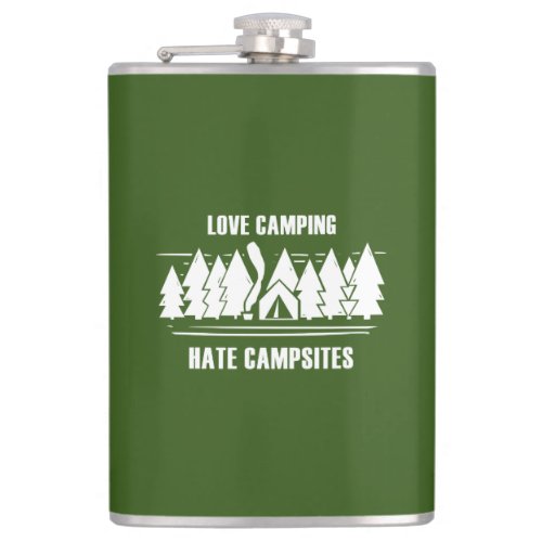 Love Camping Hate Campsites Flask