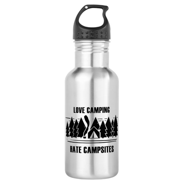 Love Camping, Hate Campsites Stainless Steel Water Bottle (Front)