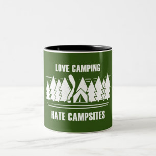 Love Camping, Hate Campsites Two-Tone Coffee Mug