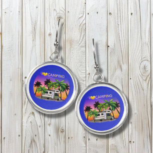 Love Camping Motorhome Palm Trees Earrings