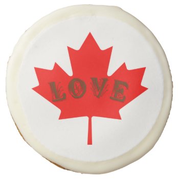 Love Canada Day Flag Red Maple Leaf Cookie by Lighthouse_Route at Zazzle