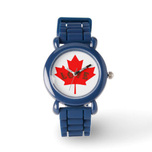love Canada Day red maple leaf watch
