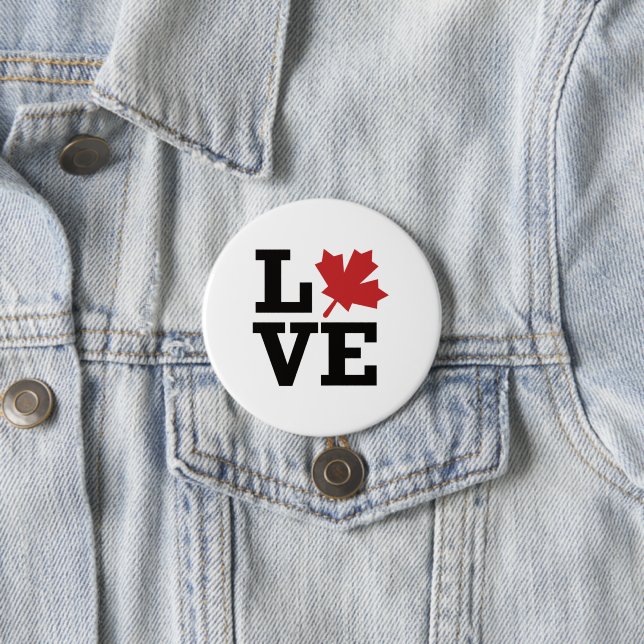 Love Canada Maple Leaf Flag Button (In Situ)