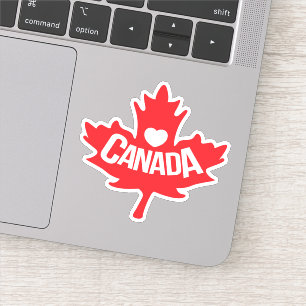 Love canada red maple leaf heart sticker