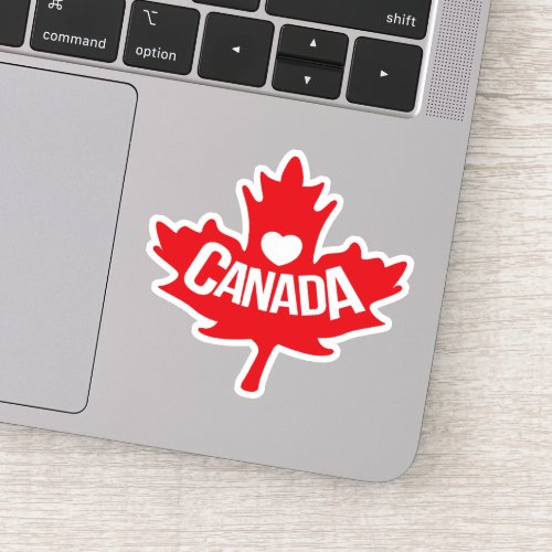 Love canada red maple leaf heart sticker