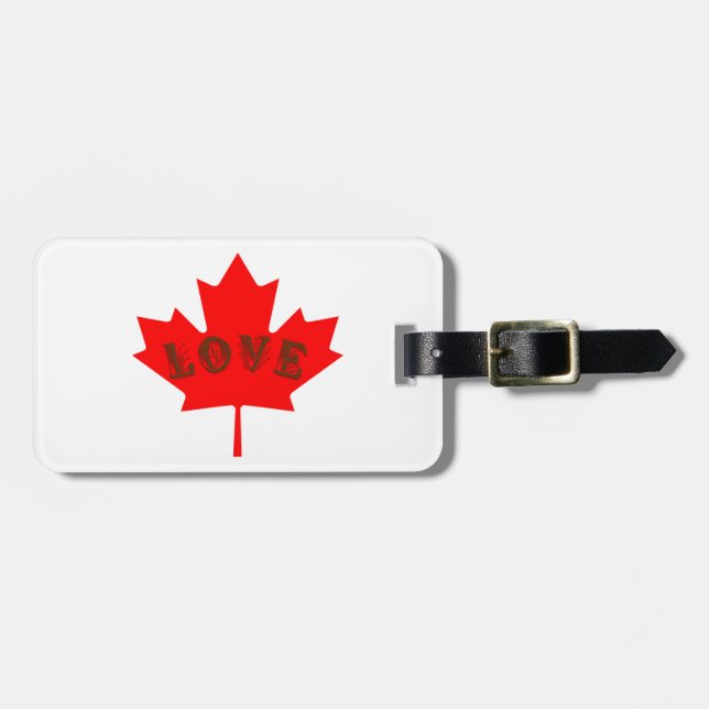 love Canada red maple leaf travel luggage tag (Front Horizontal)