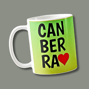 Love Canberra (or your text) Heart on Green Gold Coffee Mug